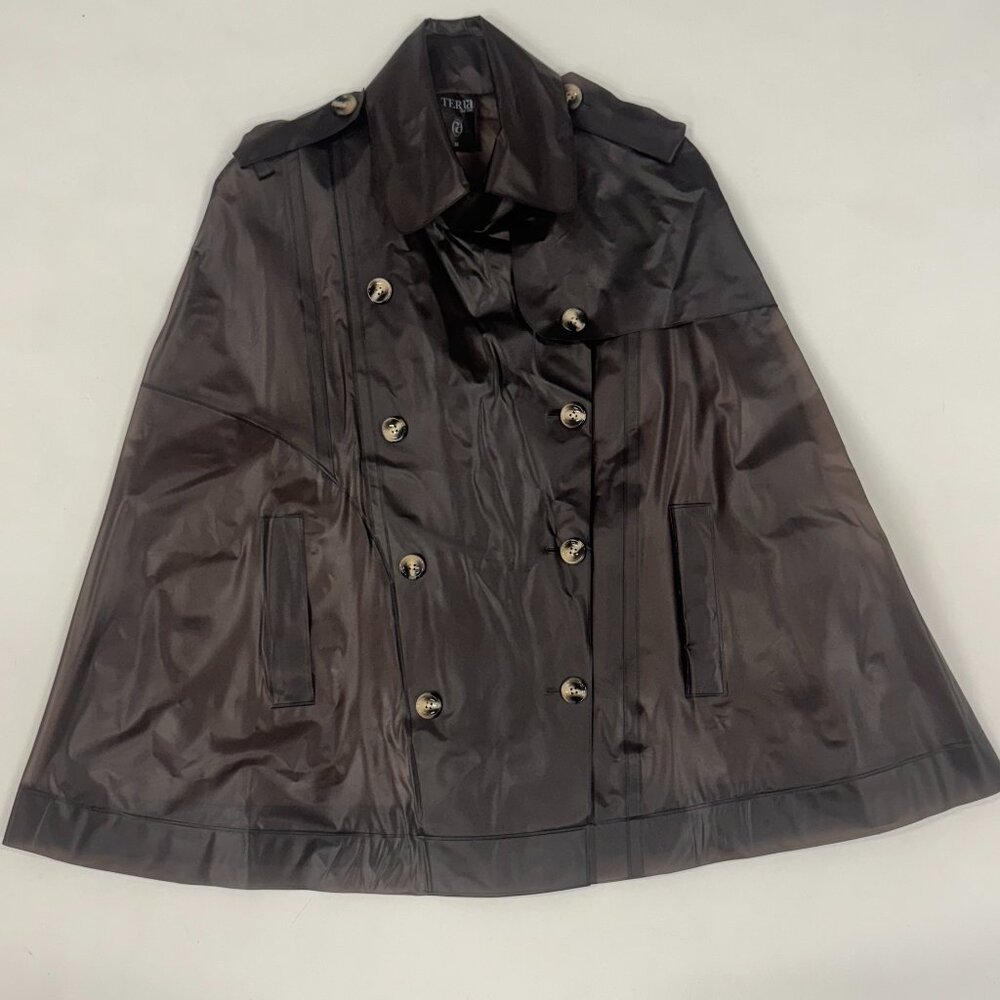 Designer PVC Cape – Double-Breasted Statement Outerwear